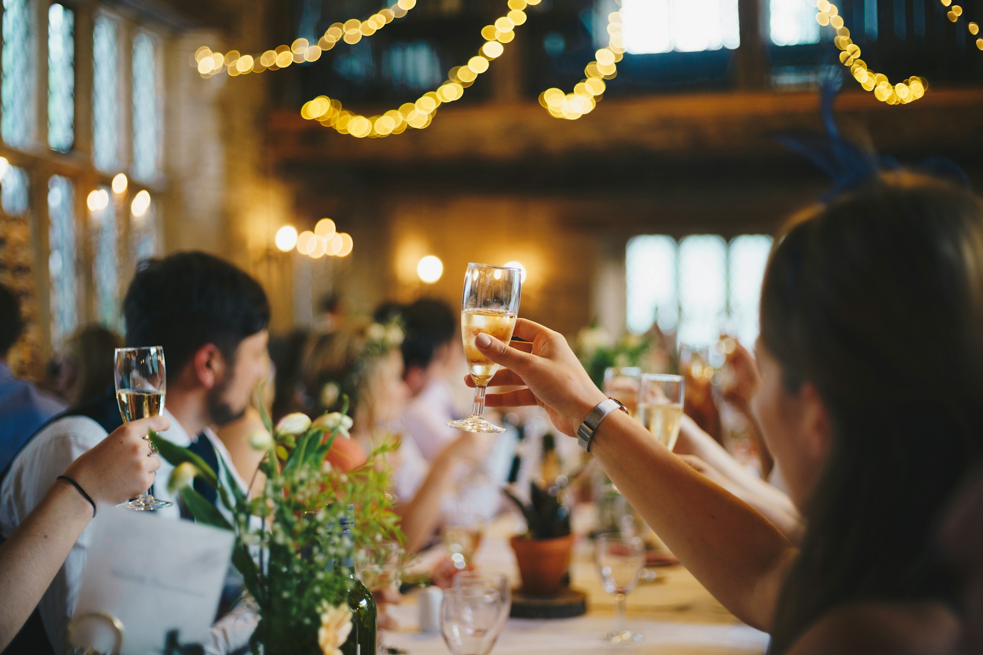 Guests Conversing Evening Wedding