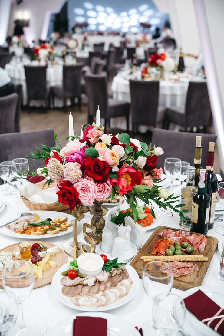 Beautiful Flowers And Dishes Arrangements